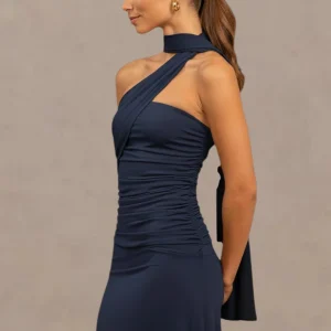 Robe écharpe Fatale bleu marine