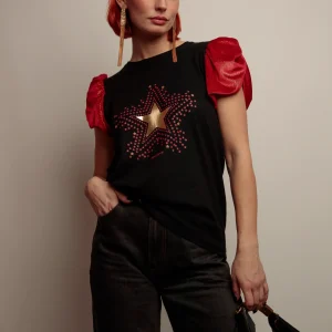 Tee-shirt etoiles a plumes rouge