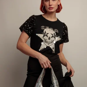 Tee-shirt a paillettes skull fiesta