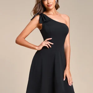 Robe d'été Courte Une épaule nœud papillon sans manches A-Line(Vente finale)