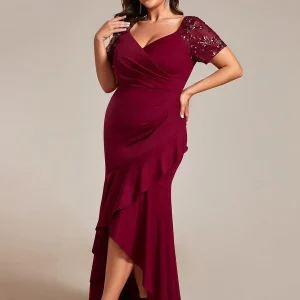 Robes de soirée moulantes en queue de poisson à col en V et grande taille