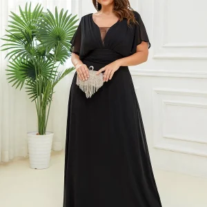 ever AMBRYN|Robe de soirée longue en mousseline de soie à taille empire coupe A(Vente finale)