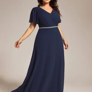 Robe de soirée trapèze en mousseline à sequins grande taille