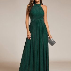 ever EVERLAINE|Robe de soirée formelle scintillante à col licou avec silhouette trapèze