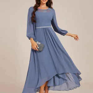 ever AMYRA|Robe midi invitée mariage sans manches à col rond et ornée de paillettes(Vente finale)