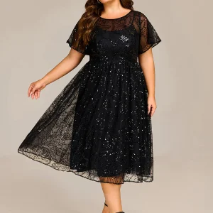 ever ADEL|Robe de mariée mi-longue à sequins grande taille