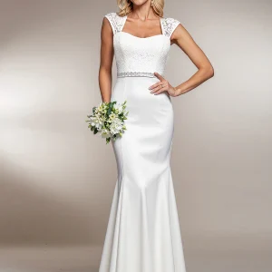 Robe de mariée style sirène simple à mancherons