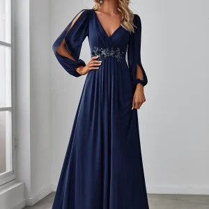 ever AMOUR|Robe de soirée longue et élégante avec manches lanternes