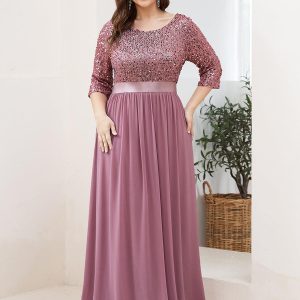 Robes de soirée longues en tulle et paillettes pour la mère de la mariée Grande taille