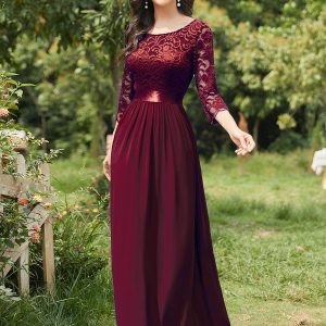 ever FAUN|Dentelle transparente sexy longue Robe de soirée