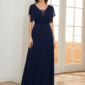 Robe invitée mariage en mousseline de soie A-line