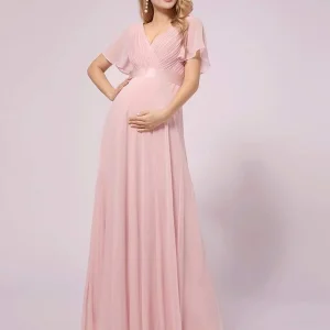 ever MONICA|Robe de soirée en mousseline fluide à manches volantées