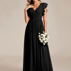 ever LILYANA|Robe de soirée en mousseline à manches volantées