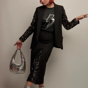 Jupe longue noire combinada lentejuelas