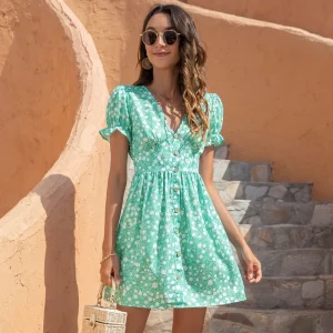 Robe Princesse Verte Fleuri