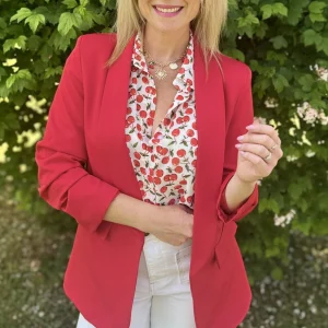 Blazer manches 3/4 Rouge