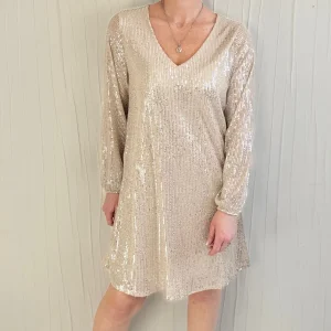 Robe à sequins col V Dorée