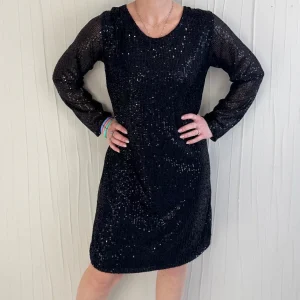 Robe à sequins Noire col rond