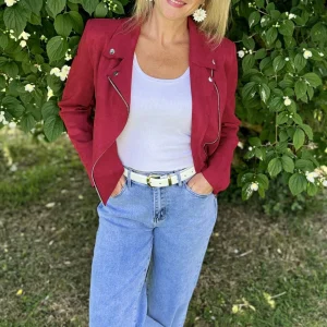 Veste suédine Rouge bordeaux