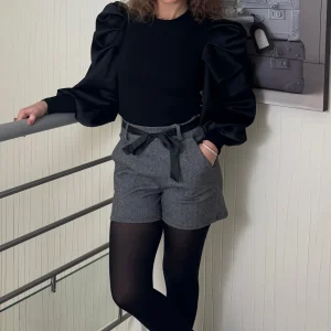 Short avec ceinture noeud - Noir