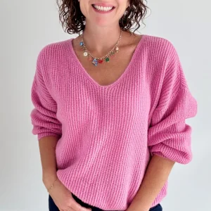pull court côtelé rose pep’s