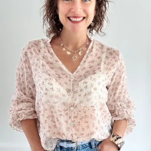 Blouse Fleurie Beige