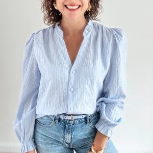 Chemise Coupe Droite Bleu Ciel