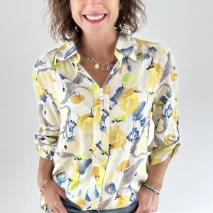 Blouse imprimés floral jaune