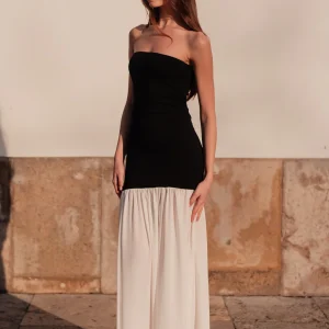 Robe Angie bi-matières noir