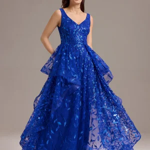 ever BELISSE|Robe de soirée trapèze à paillettes et ourlet irrégulier