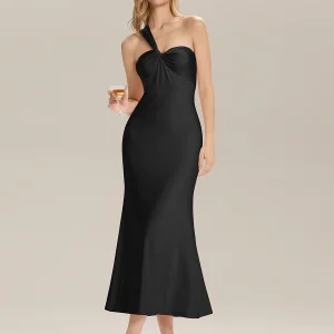 ever ELOWYN|Robe en satin tricoté à une épaule et dos nu