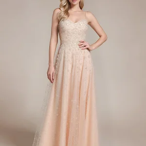 ever AURIELLE|Robe sans manches à paillettes et dos nu à bretelles spaghetti