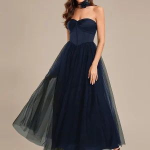 ever AVELINE|Robe de soirée longue en satin bustier évasée