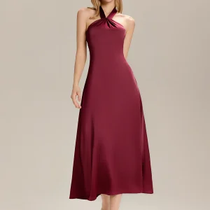 ever LENORA|Robe de soirée maxi sans manches à col halter avec ruban