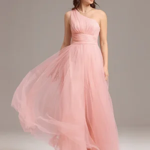 ever BELISSE|Robe de demoiselle d'honneur trapèze asymétrique en tulle à volants