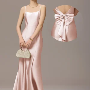 ever BELISSE|Robes longues en satin dos nu avec nœuds