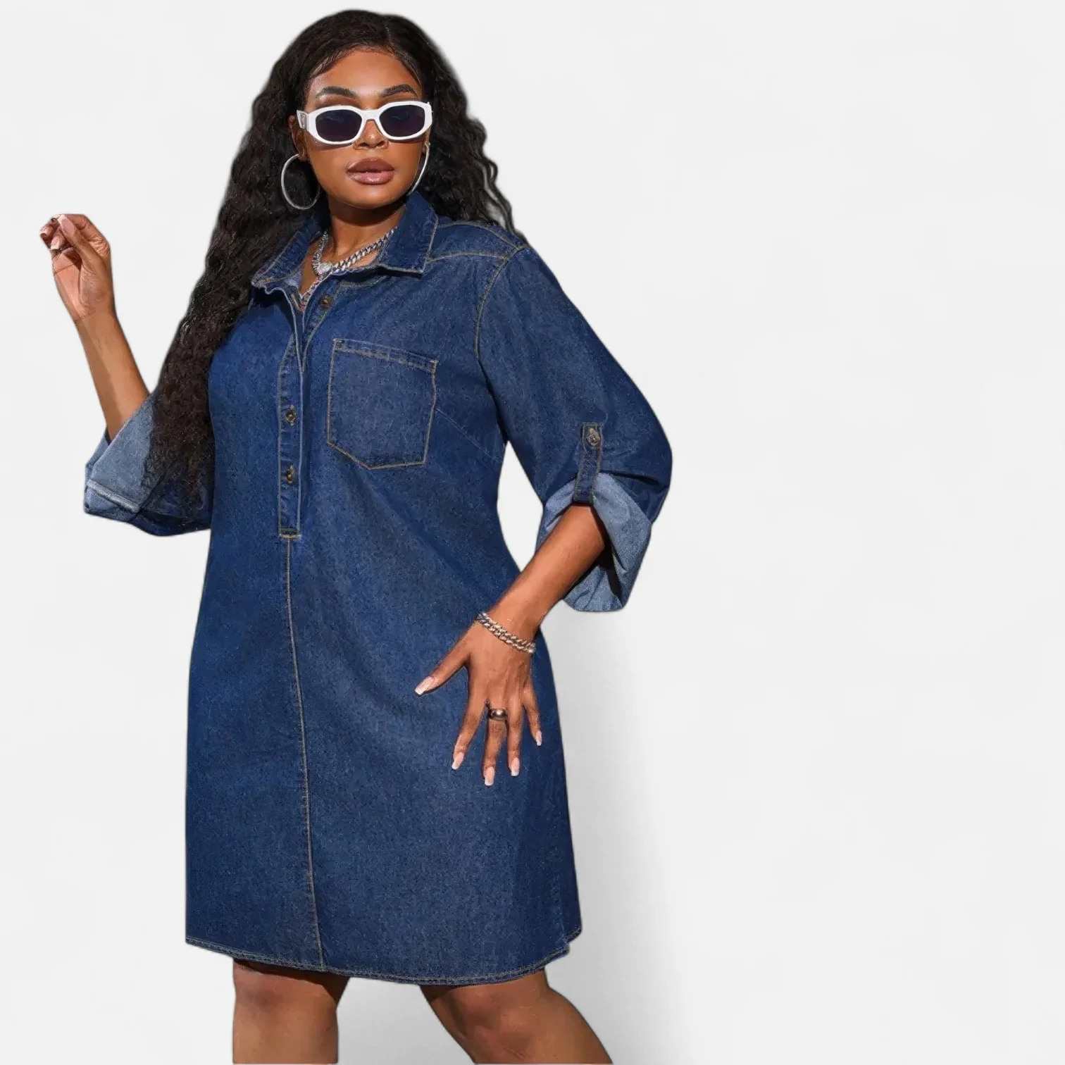 Robe chemise en jean grande taille – Image 3