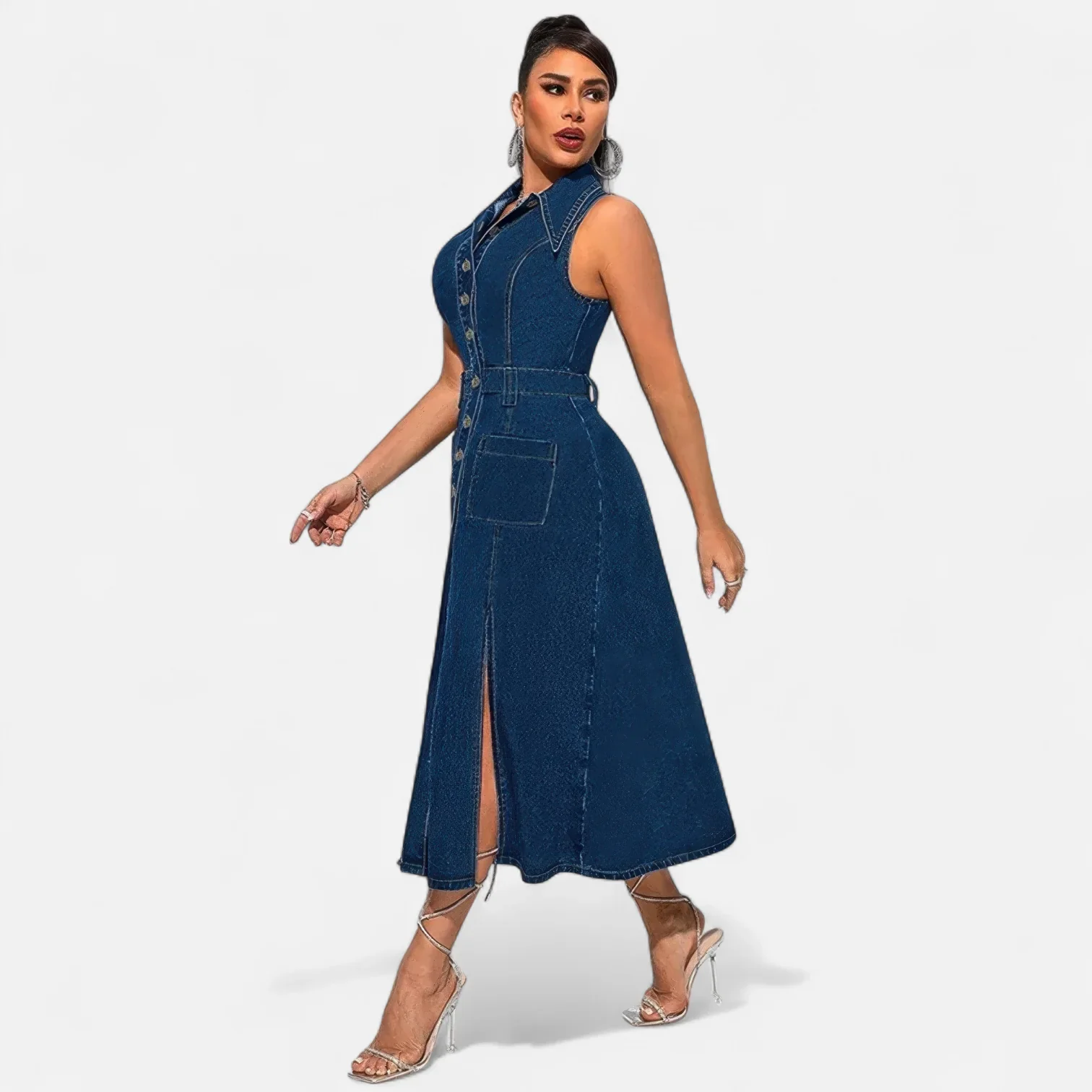 Robe en jean grande taille fendue – Image 2