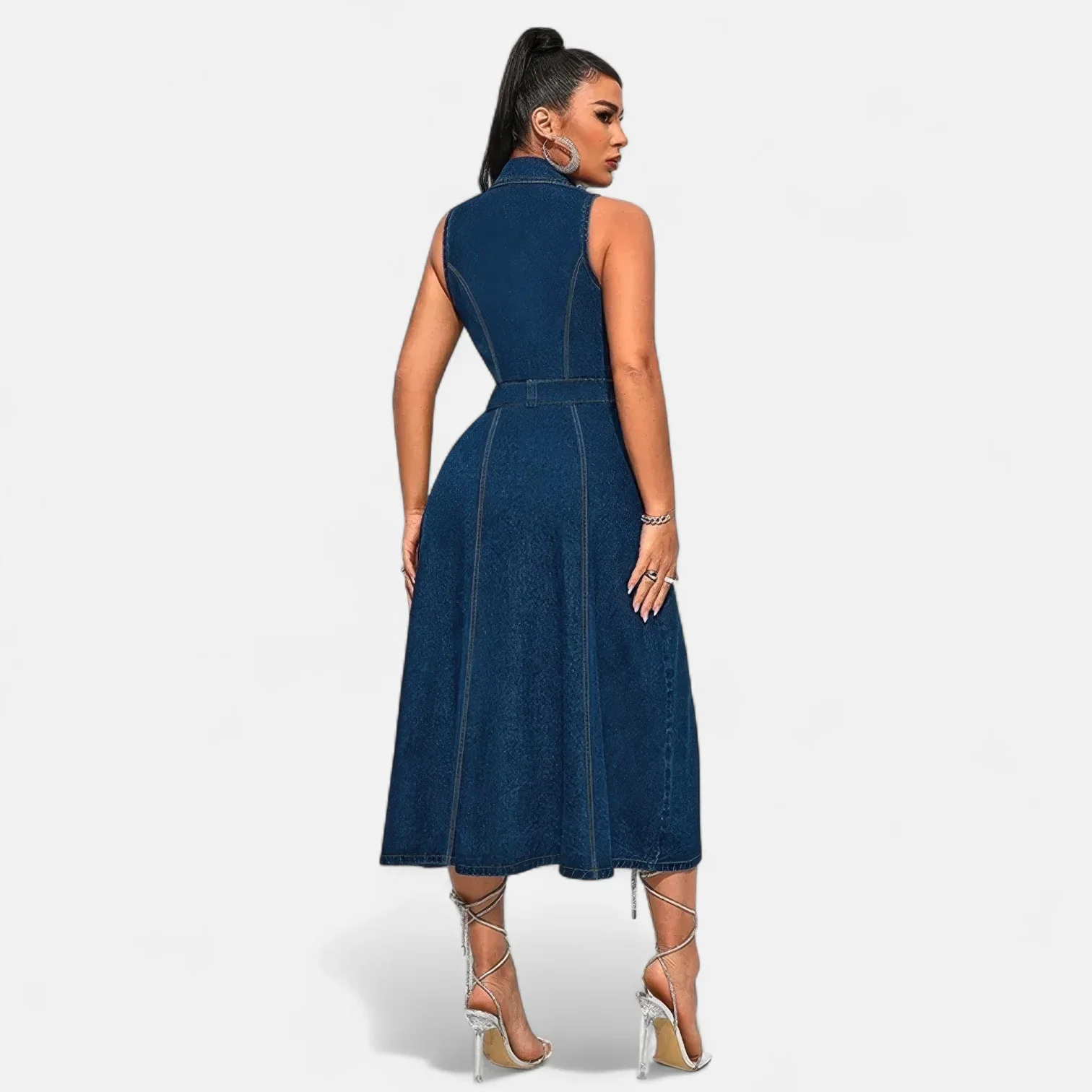 Robe en jean grande taille fendue – Image 3