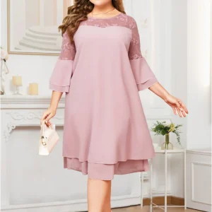 Robe trapèze rose poudré