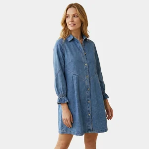 Robe chemise denim femme