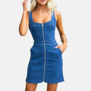 Robe en jean avec fermeture éclair devant