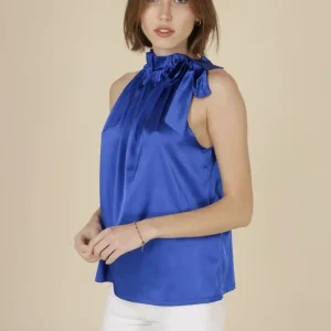 Top satin bleu Elisabeth