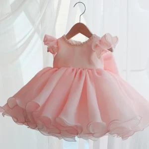 Robe de Baptême Princesse Bébé Rose