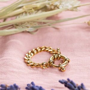 Bague à fermoir doré