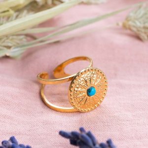 Bague à pierre bleue