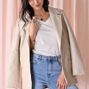 Blazer style dad en similicuir