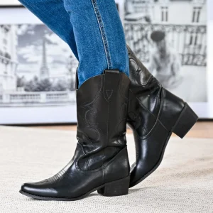 Bottines santiags à petit talons noir