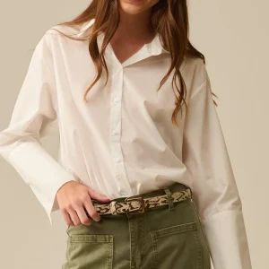 chemise en popeline blanche à poignets extra-larges