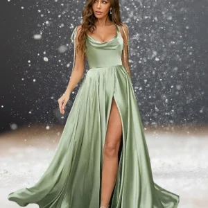 Cocktail robe verte mariage satinée